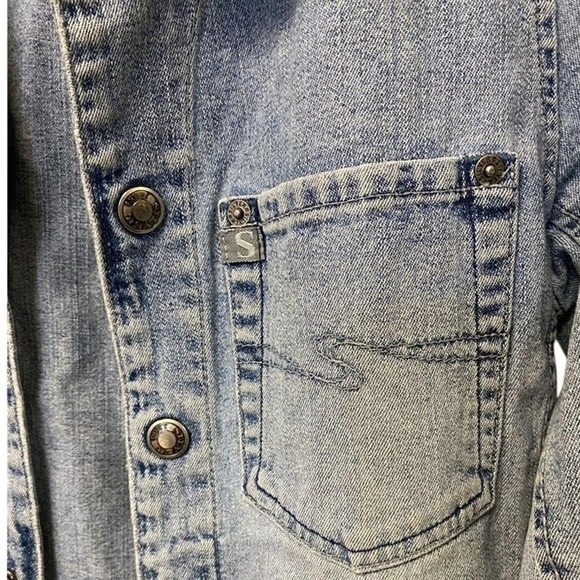 Vintage Y2K Silver Jeans‎ Co Denim Jacket Medium Light Wash Jean - Picture 10 of 15